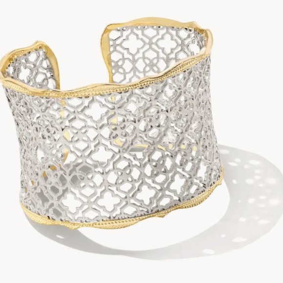 NWT Kendra Scott Candice Cuff Bracelet in Silver Filigree Mix MSRP $80 - Picture 1 of 1